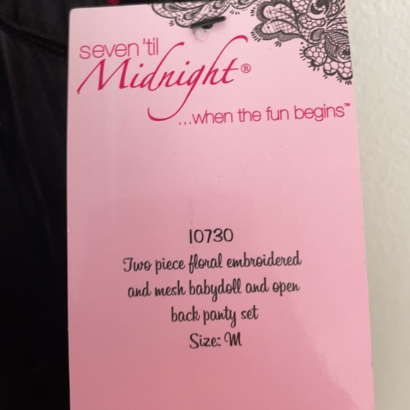 NEW W/ TAGS Two Piece Floral Embroidered Mesh Babydoll and Open Back Panty Set - Picture 8 of 9